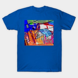 Blue and orange abstract London T-Shirt